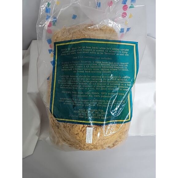 Vintage 1996 AVON Mr. Maxx The Snoring Bear 18" New & SEALED in Original Package - Picture 5 of 7